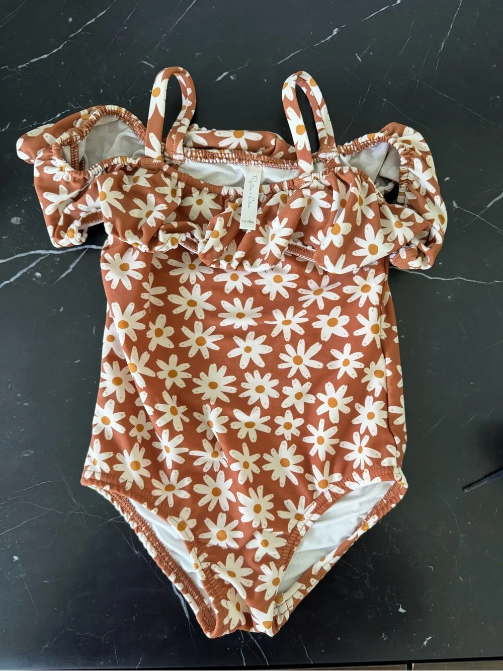 Rylee + Cru Brown Daisy One-Piece Swimsuit